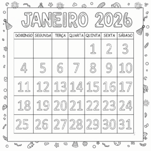 Calendário janeiro de 2026