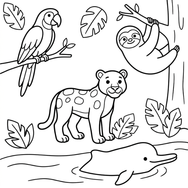 Animais da Amazônia para colorir