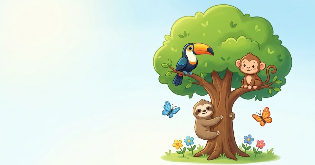 Dia da Árvore - Animais e Árvores Para Colorir