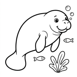 Peixe boi da Amazônia para colorir